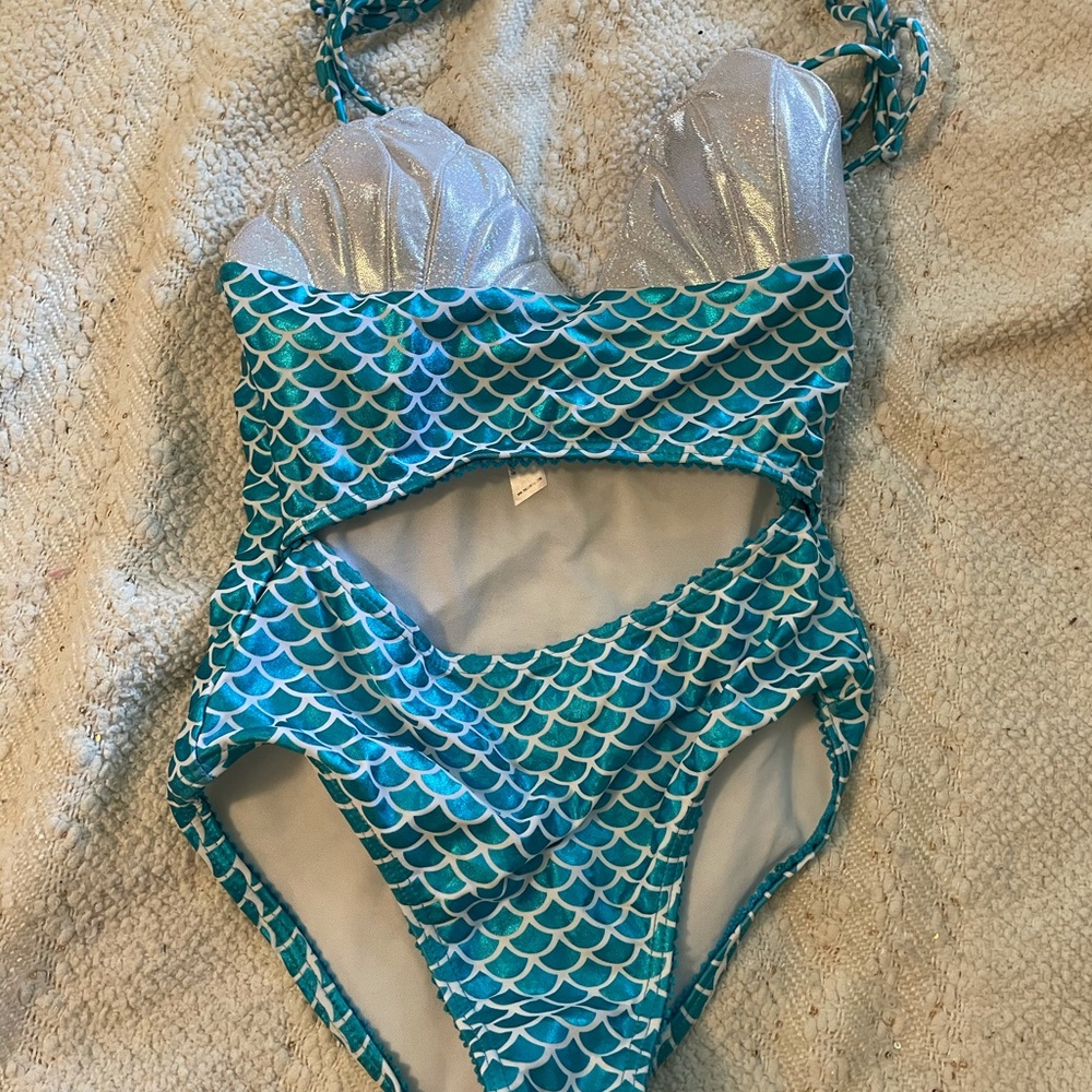 Teal mermaid bathing suit